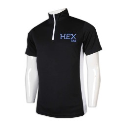 P1196 製作Polo恤 立領拉鏈 側拼色 健身 攀重 Polo恤製造商   小企領 恤衫領   黑色 P1196 製作Polo恤 立領拉鏈 側拼色 健身 攀重 Polo恤製造商   小企領 恤衫領   黑色